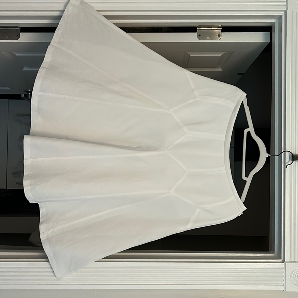 White linen flared skirt.